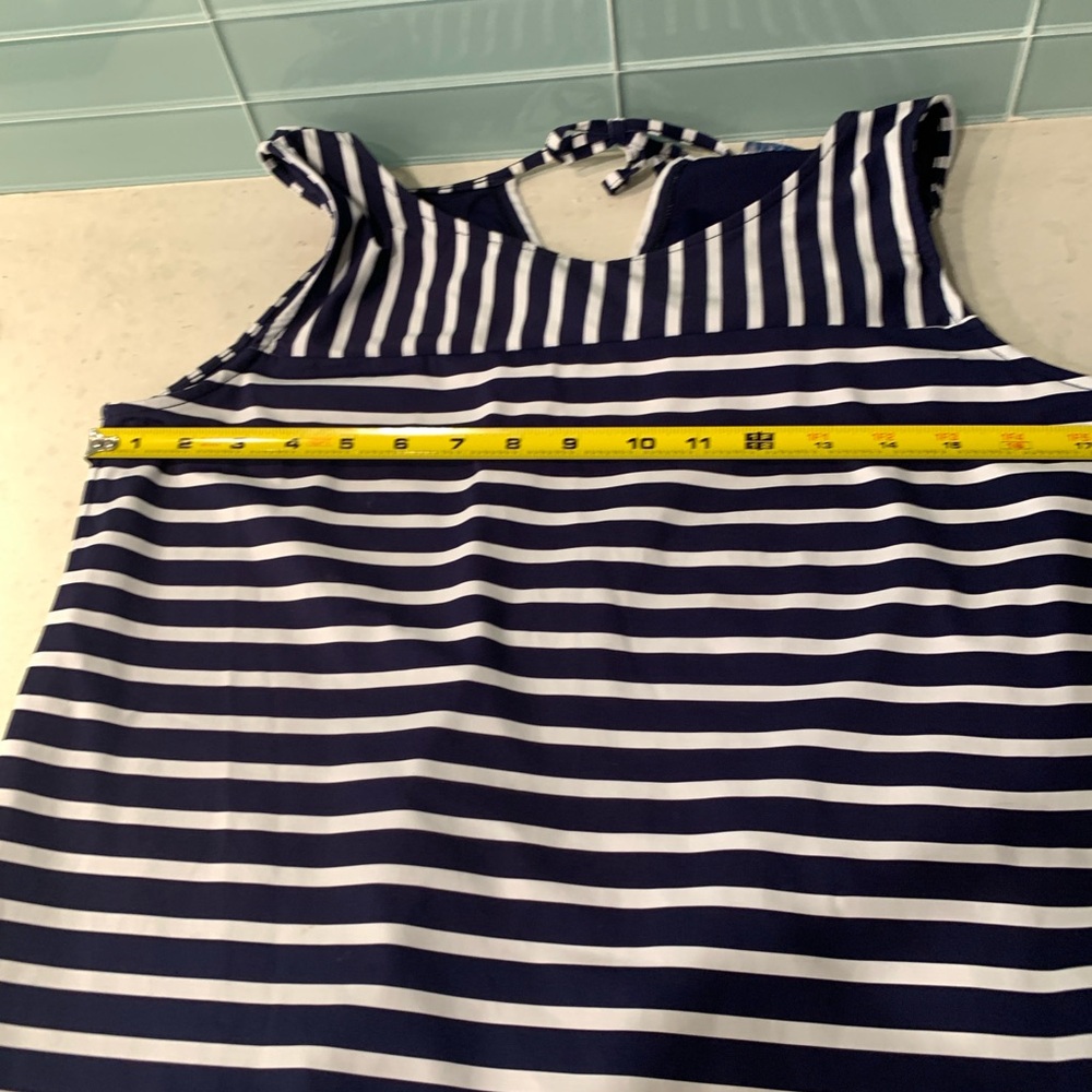 Tommy Bahama Navy White Striped Sleeveless Coastline Romper SPF 50 no tag med - Picture 6 of 7